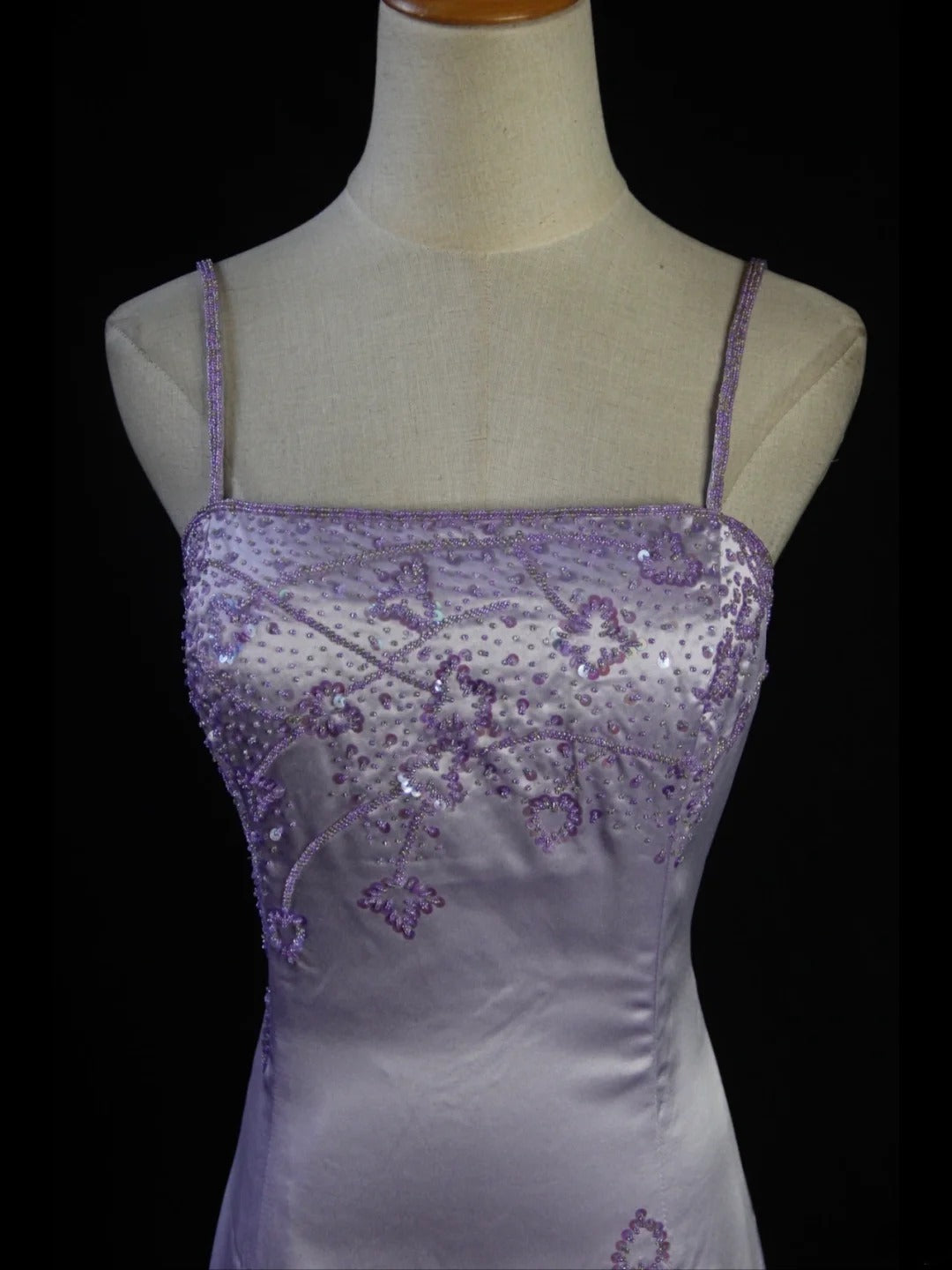 Retro 1950s Mermaid Spaghetti Straps Lilac Satin With Beads Long Prom Dresses Inspo 21st Birthday Outfit Formal Gown AS414
