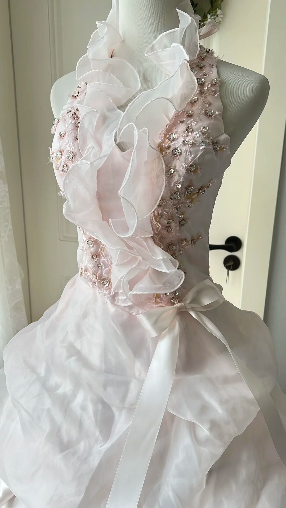 Sweet 15 Dress Quinceanera Dresses Ball Gown Halter Light Pink With Tiered Layers Long 16th Birthday Outfits RC0734