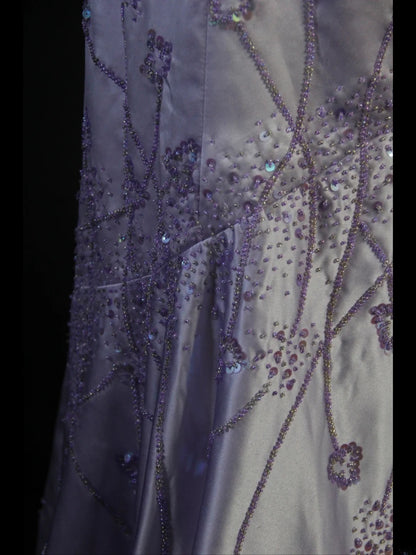 Retro 1950s Mermaid Spaghetti Straps Lilac Satin With Beads Long Prom Dresses Inspo 21st Birthday Outfit Formal Gown AS414