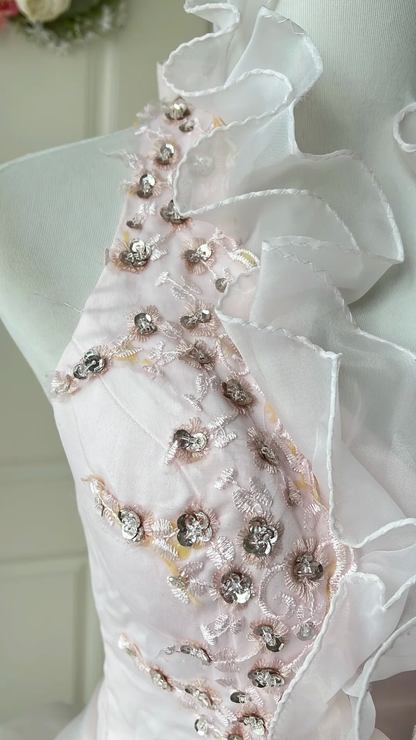 Sweet 15 Dress Quinceanera Dresses Ball Gown Halter Light Pink With Tiered Layers Long 16th Birthday Outfits RC0734