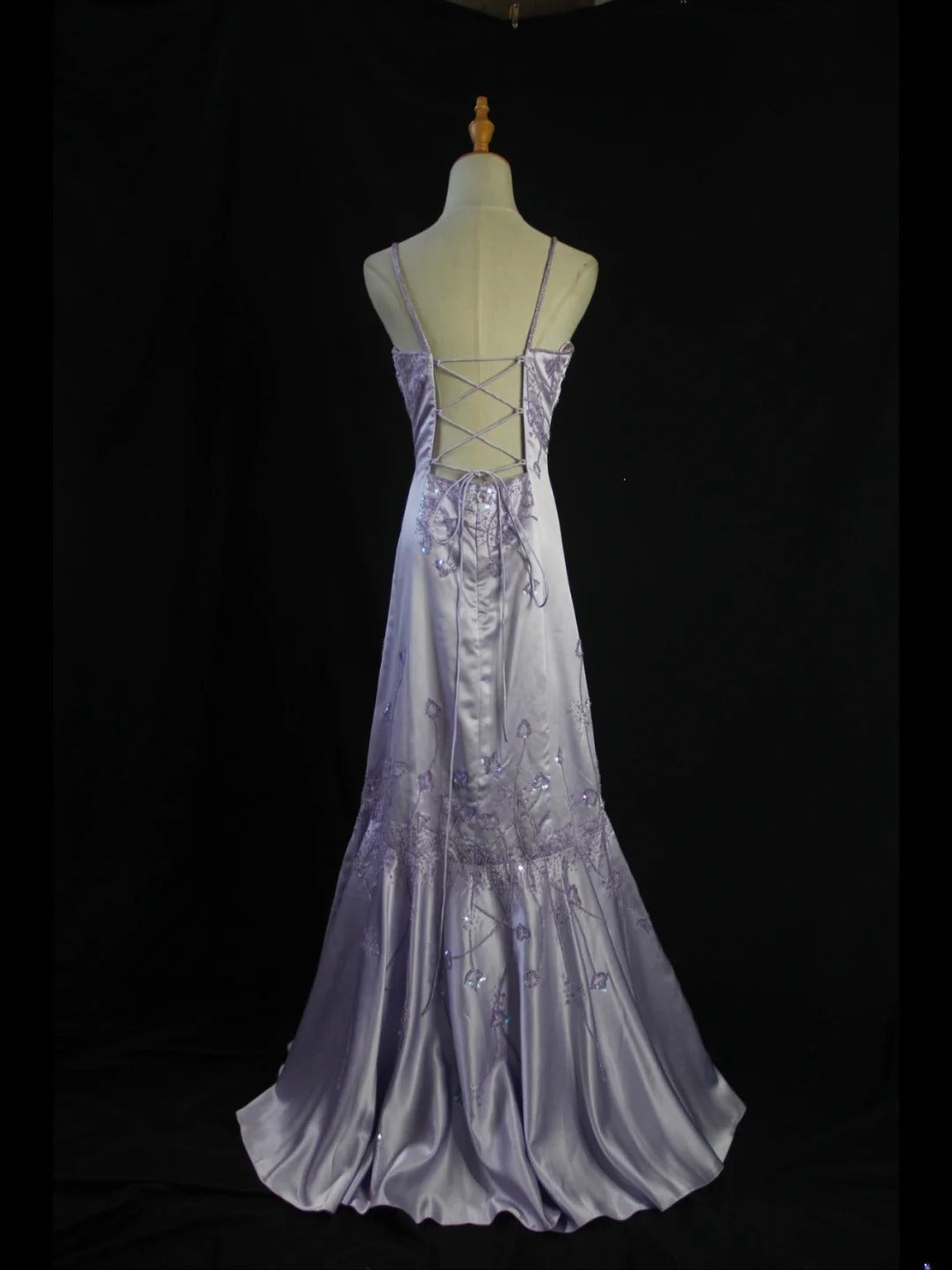 Retro 1950s Mermaid Spaghetti Straps Lilac Satin With Beads Long Prom Dresses Inspo 21st Birthday Outfit Formal Gown AS414