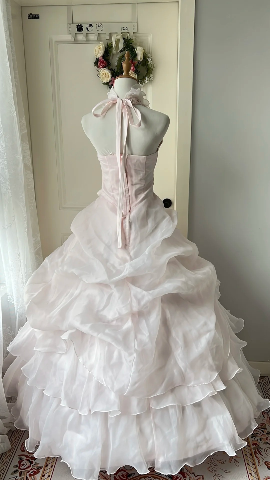 Sweet 15 Dress Quinceanera Dresses Ball Gown Halter Light Pink With Tiered Layers Long 16th Birthday Outfits RC0734