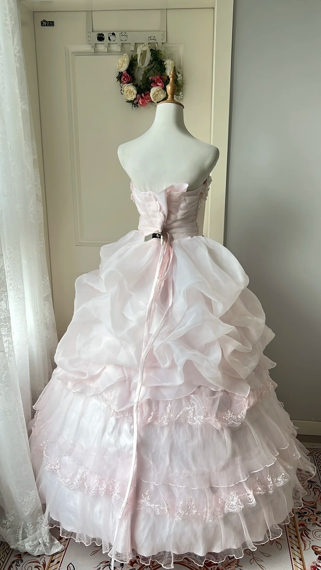 Sweet 16 Dress Ideas Ball Gown Strapless Pink Lace With 3D Appliques Ball Gown Sweet Sixteen Birthday Dresses RC0735