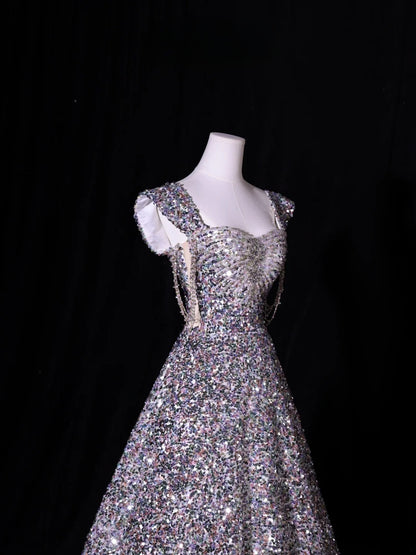 Classy Ball Gown Sweetheart Silver Gray Sequins Long Inspo For Women Girls Formal Party Gowns Long Formal Prom Dresses AS415