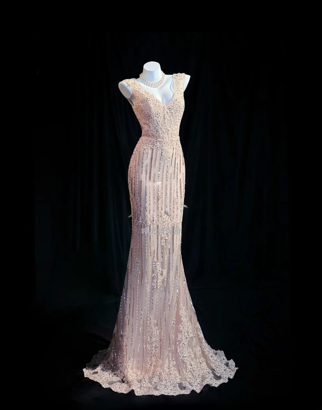 Vintage Prom Dresses Mermaid V Neck Light Pink Lace 1950s Retro Classy Party Formal Outfits RB6232