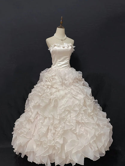 Princess Vibes Ball Gown Strapless Chiffon Long With Tiered Layers Quince Dress inspo Quinceanera Dresses Sweet 16 Outfit RB7871