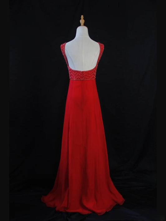 Vintage A Line Sweetheart Red Chiffon 1950s With Beaded Bodice Long Prom Max Dresses Inspo Birthday Outfit Formal Dress For Women AS419