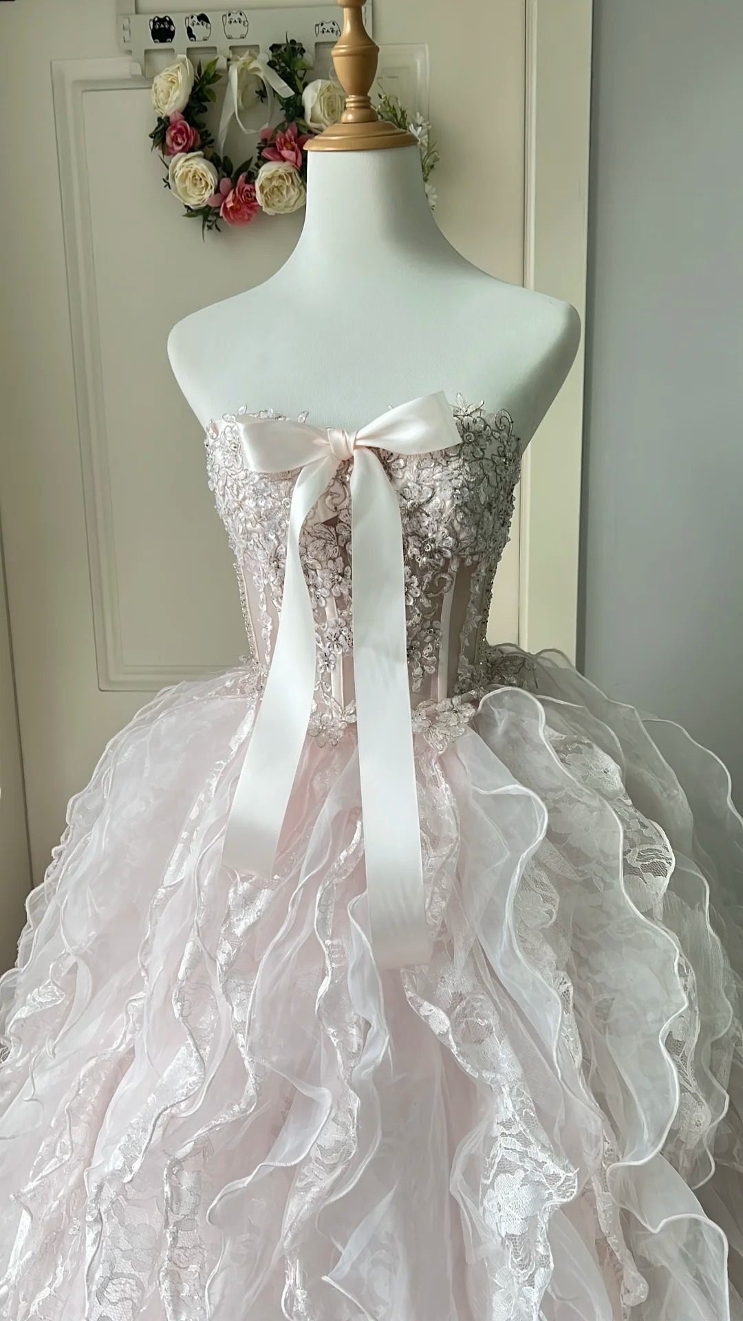 Sweet 15 Dress Quinceanera Dresses Ball Gown Sweetheart Light Pink With Lace Layers Long 16th Birthday Outfits RC0740