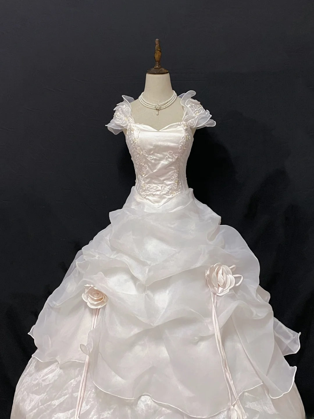 Princess Vibes Ball Gown Sweetheart Light Pink Long With Tiered Flowers Quince Dress inspo Quinceanera Dresses Sweet 16 Outfit RB7874