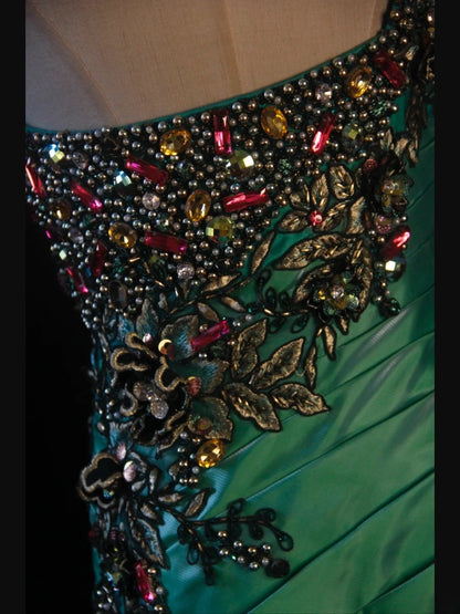 Retro 1950s Mermaid One Shoulder Dark Green Satin With Beads Long Prom Dresses Inspo 22th Birthday Outfit Formal Dress AS421