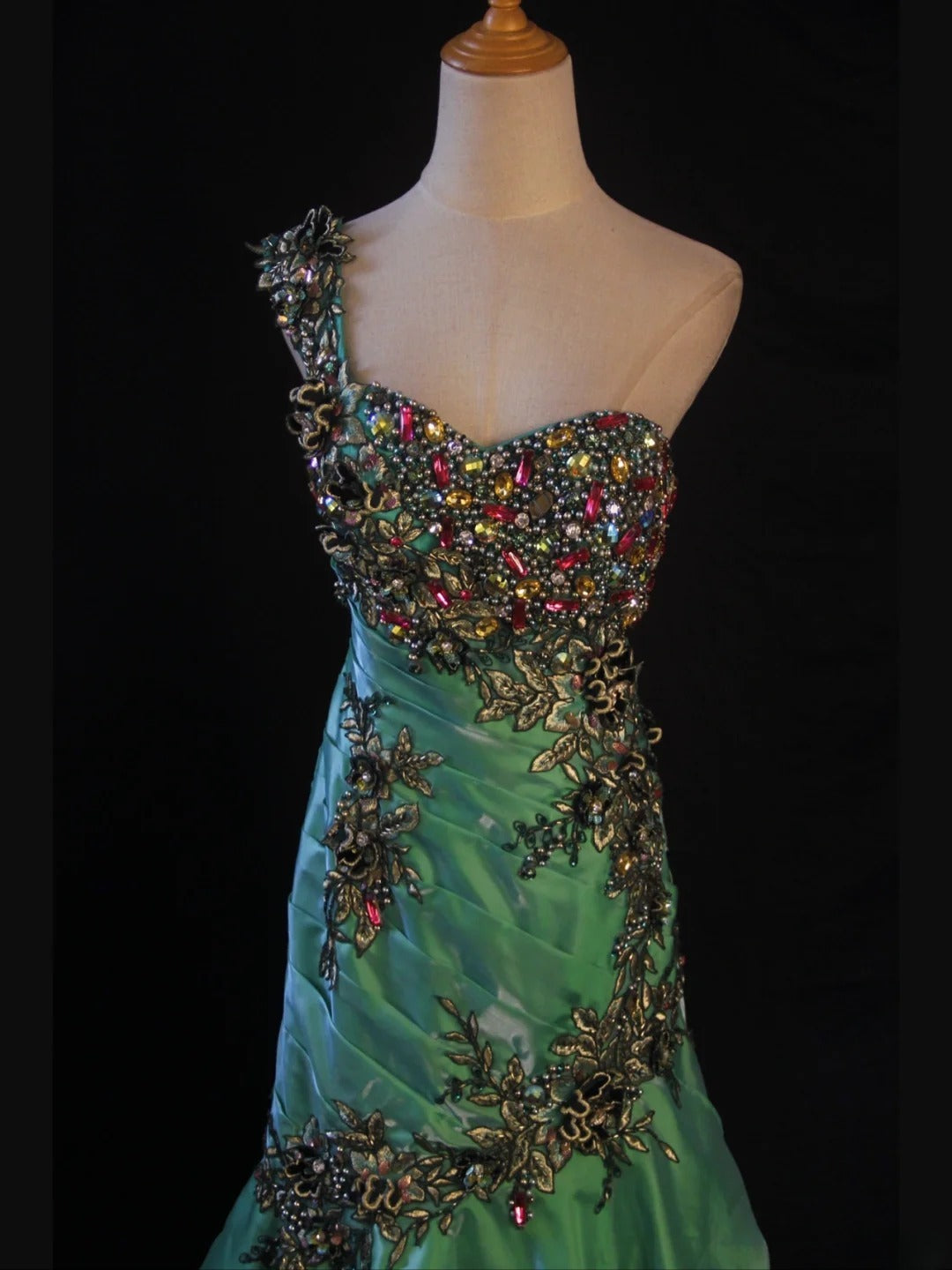 Retro 1950s Mermaid One Shoulder Dark Green Satin With Beads Long Prom Dresses Inspo 22th Birthday Outfit Formal Dress AS421