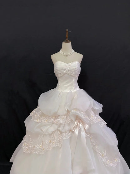 Princess Vibes Ball Gown Sweetheart Light Pink Long With Tiered Ruffled Corset Fitted Back Quince Dress inspo Quinceanera Dresses Sweet 16 Outfit RB7875