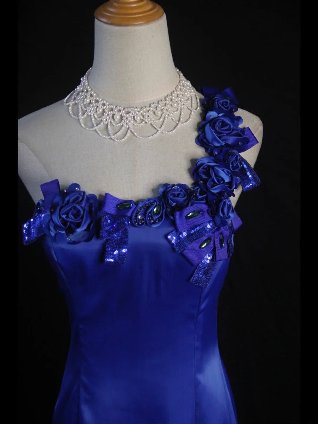 Retro 1950s Mermaid One Shoulder Royal Blue Satin With Flowers Slit Long Prom Dresses Inspo 22th Birthday Outfit Formal Dress AS425