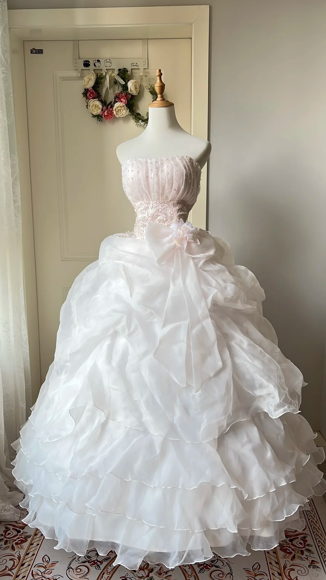 Sweet 16 Dress Ideas Ball Gown Strapless Light Pink With Tiered Layers Ball Gown Sweet Sixteen 16th Birthday Dresses RC0746