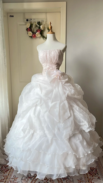 Sweet 16 Dress Ideas Ball Gown Strapless Light Pink With Tiered Layers Ball Gown Sweet Sixteen 16th Birthday Dresses RC0746