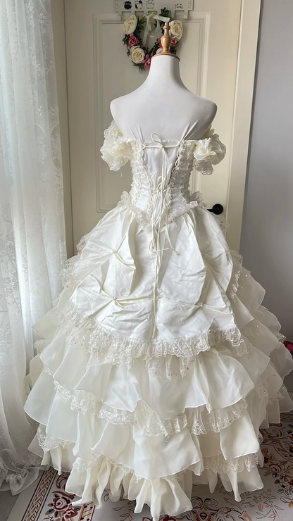 Sweet 16 Dress Ideas Ball Gown Off Shoulder With Sleeves Tiered Layers Ball Gown Sweet Sixteen 16th Birthday Dresses RC0750