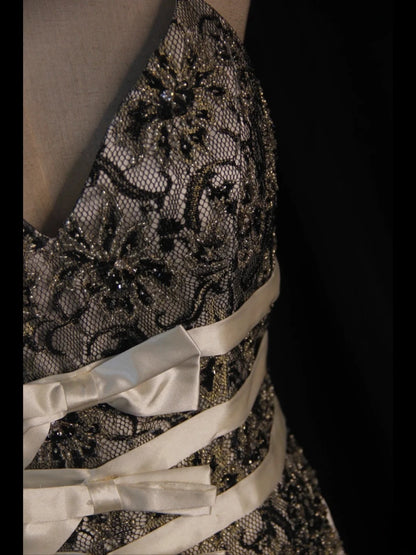 Vintage A line Halter Black Lace With Beads White Short 18th Birthday Dress Homecoming Dresses Cocktail Gown AS430