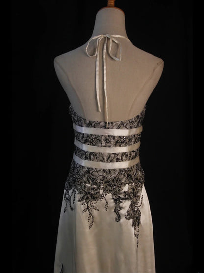 Vintage A line Halter Black Lace With Beads White Short 18th Birthday Dress Homecoming Dresses Cocktail Gown AS430