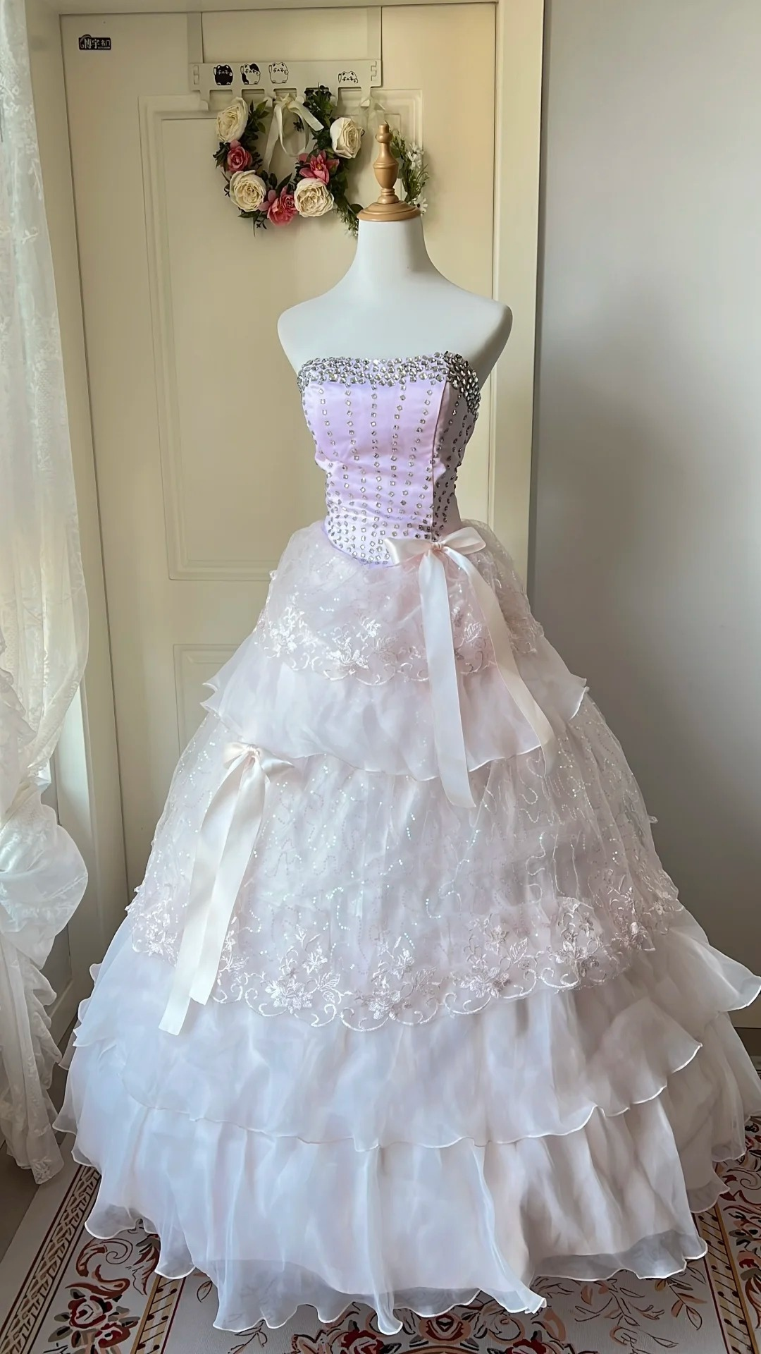 Sweet 15 Dress Quinceanera Dresses Ball Gown Sweetheart Lilac Pink Tulle With Layers Long 16th Birthday Outfits RC0752