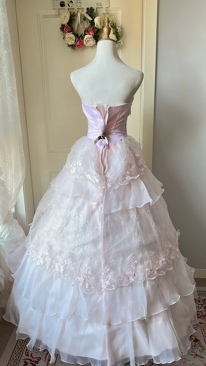 Sweet 15 Dress Quinceanera Dresses Ball Gown Sweetheart Lilac Pink Tulle With Layers Long 16th Birthday Outfits RC0752