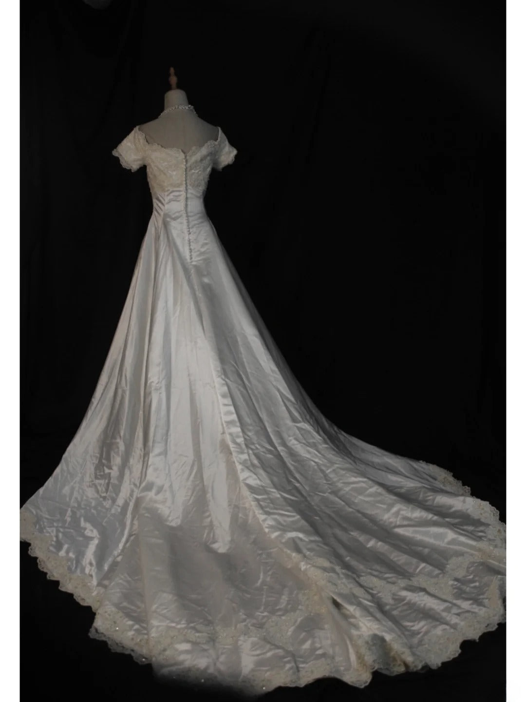 Retro 1950s Wedding Dresses for Bride Ball Gown V Neck With Short Beads Sleeves Lace Petite/Plus Size Bridal Gowns for Summer Wedding AS433