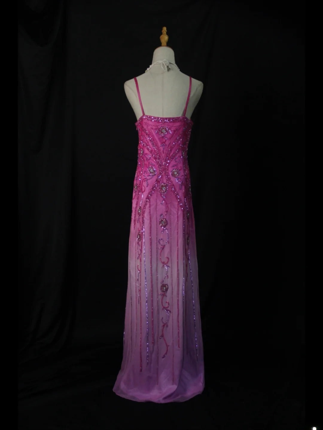 Vintage A Line Halter White Pink Ombre Chiffon 1950s With Beaded Bodice Long Prom Dresses Inspo Birthday Outfit Formal Dress For Women AS435