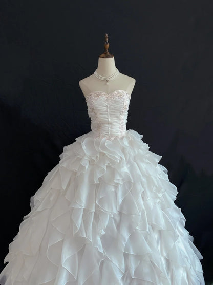 Sweety Ball Gown Sweetheart Light Pink Chiffon Long With Lace Tier Layers Quince Dress inspo Quinceanera Dresses Sweet 16 Outfit RB7890