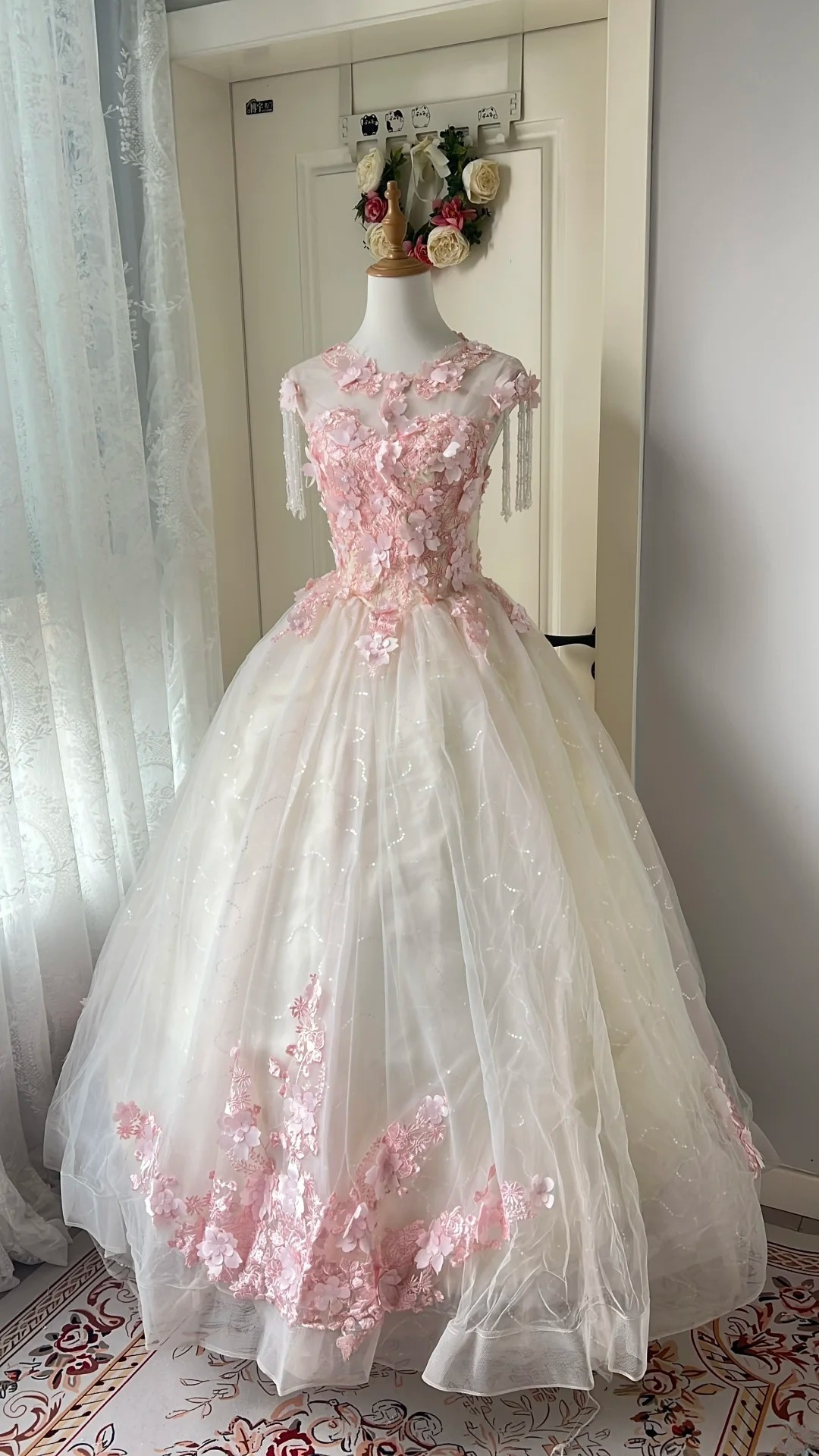 Sweet 16 Dress Ideas Ball Gown Scoop With Appliques Lace Pink Ball Gown Sweet Sixteen 16th Birthday Dresses RC0757