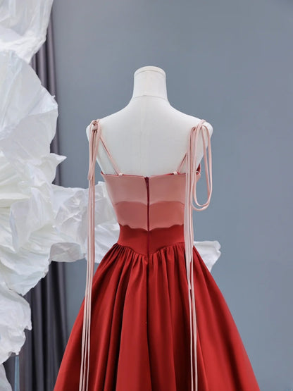 Modest Prom Dresses Aesthetic A Line Spaghetti Straps Burgundy Inspiration Impress Satin Long Party Formal Gown For Teenagers High Schools AS438