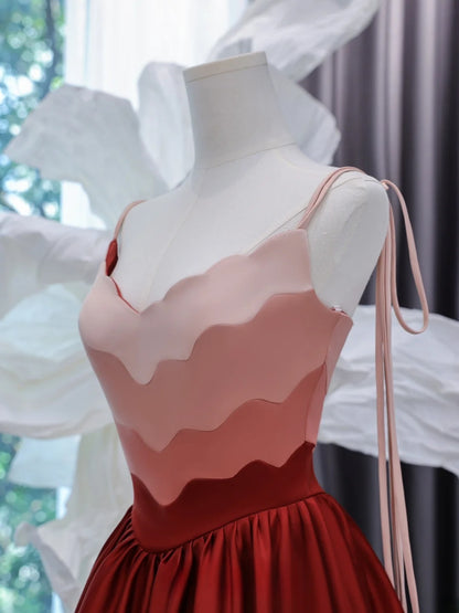 Modest Prom Dresses Aesthetic A Line Spaghetti Straps Burgundy Inspiration Impress Satin Long Party Formal Gown For Teenagers High Schools AS438