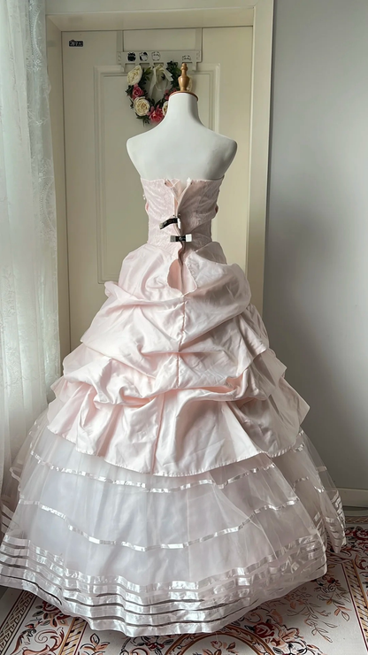 Sweet 15 Dress Quinceanera Dresses Ball Gown Strapless Pink With Tiered Layers Long 16th Birthday Outfits RC0759