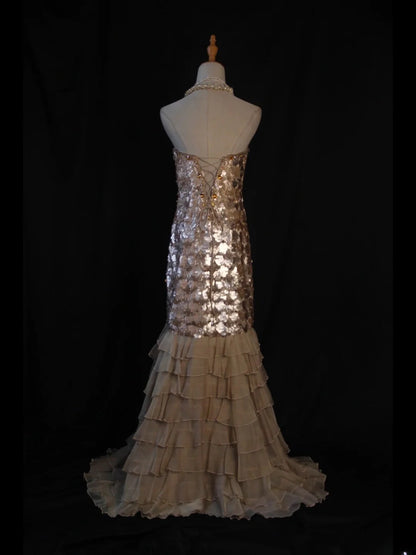 Vintage Mermaid Sweetheart Sequins 1950s With Ruffled Layered Bodice Long Prom Dresses Inspo 18th Birthday Outfit Formal Gown AS442