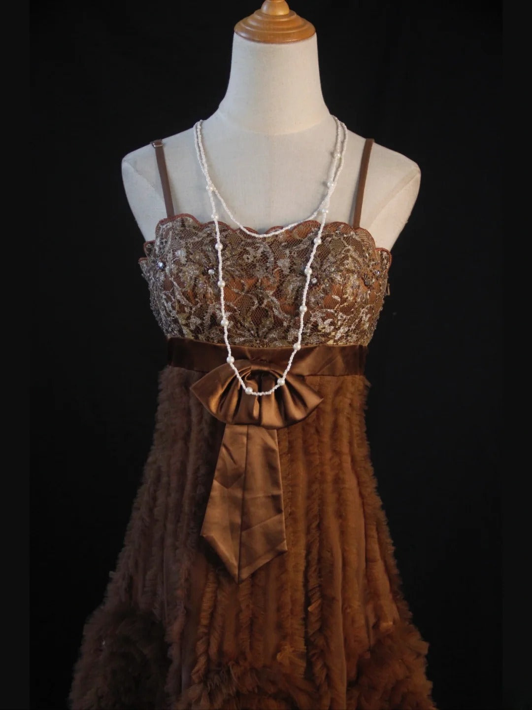 Vintage A line Spaghetti Straps Brown Tulle With Lace 18th Birthday Dress Homecoming Dresses Cocktail Gown AS445