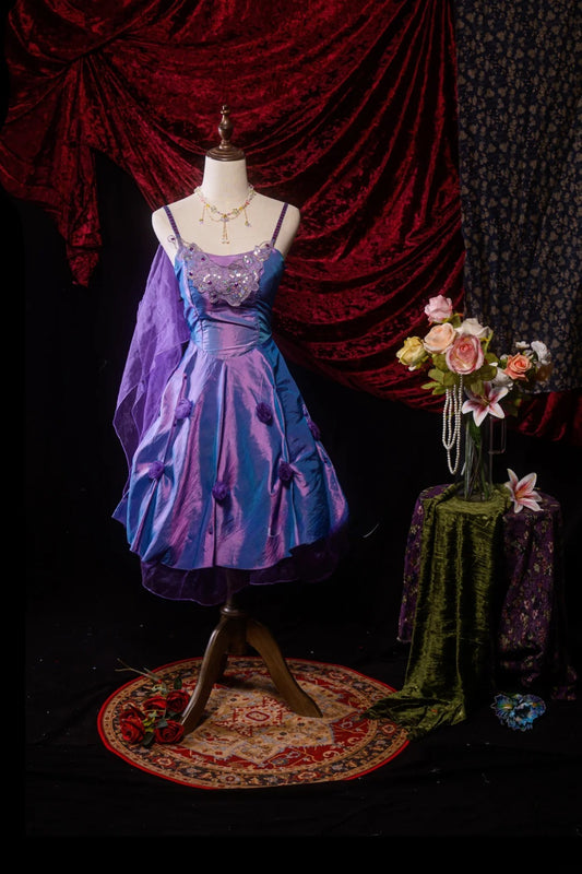 Vintage Ball Gown Spaghetti Straps Grape Knee Length Birthday Dress Homecoming Dresses Inspo Cocktail Hoco Outfits RB8622