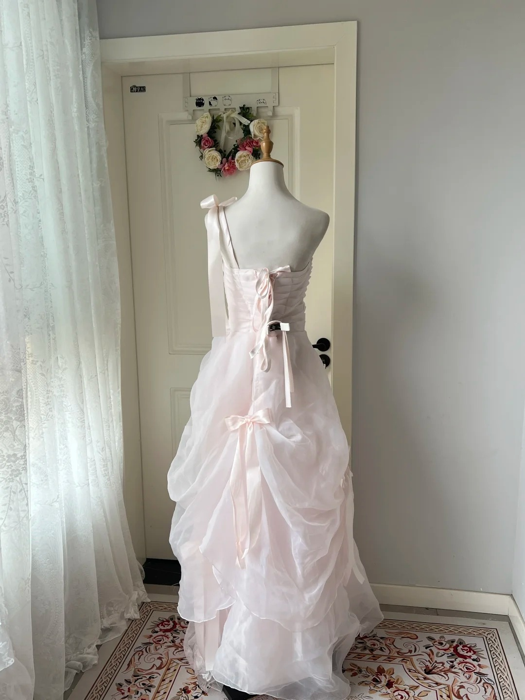 Elegant Prom Dresses Ball Gown One Shoulder Light Pink With Tiered Ruffled Long Graduation Dance Outfits RC0763
