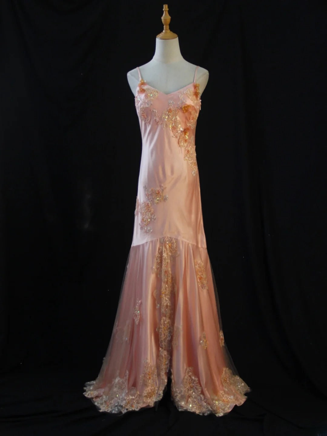 Vintage Mermaid Spaghetti Straps Blush Pink Lace 80s With Beads Appliques Long Prom Max Dresses Inspo 18th Birthday Outfit Formal Dress For Women AS448