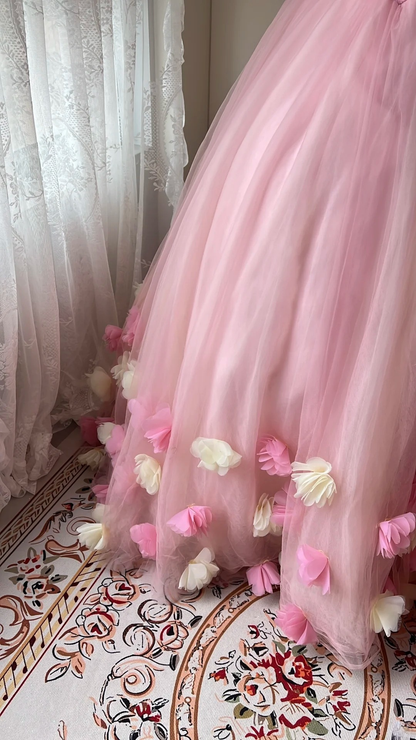 Sweet 16 Dress Ideas Ball Gown Off Shoulder With Flowers Tulle Pink Ball Gown Sweet Sixteen 16th Birthday Dresses RC0765