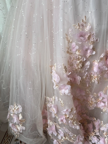 Sweet 16 Dress Ideas Ball Gown Square Neck With 3D Flowers Lace Tulle Pink Ball Gown Sweet Sixteen 16th Birthday Dresses RC0766