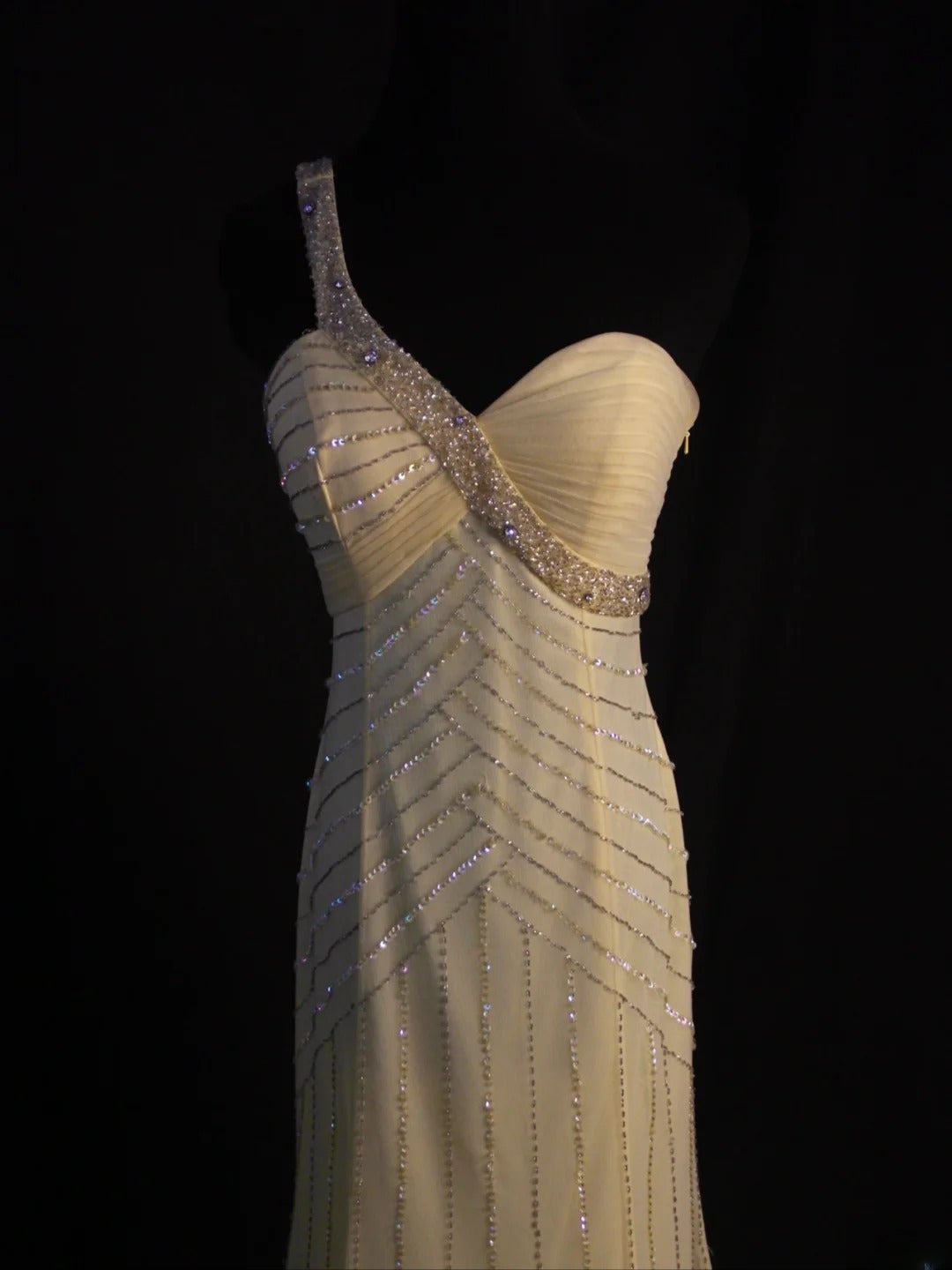 Retro 1950s Mermaid One Shoulder Yellow Chiffon With Silver Beads Long Prom Dresses Inspo 22th Birthday Outfit Formal Dress AS450