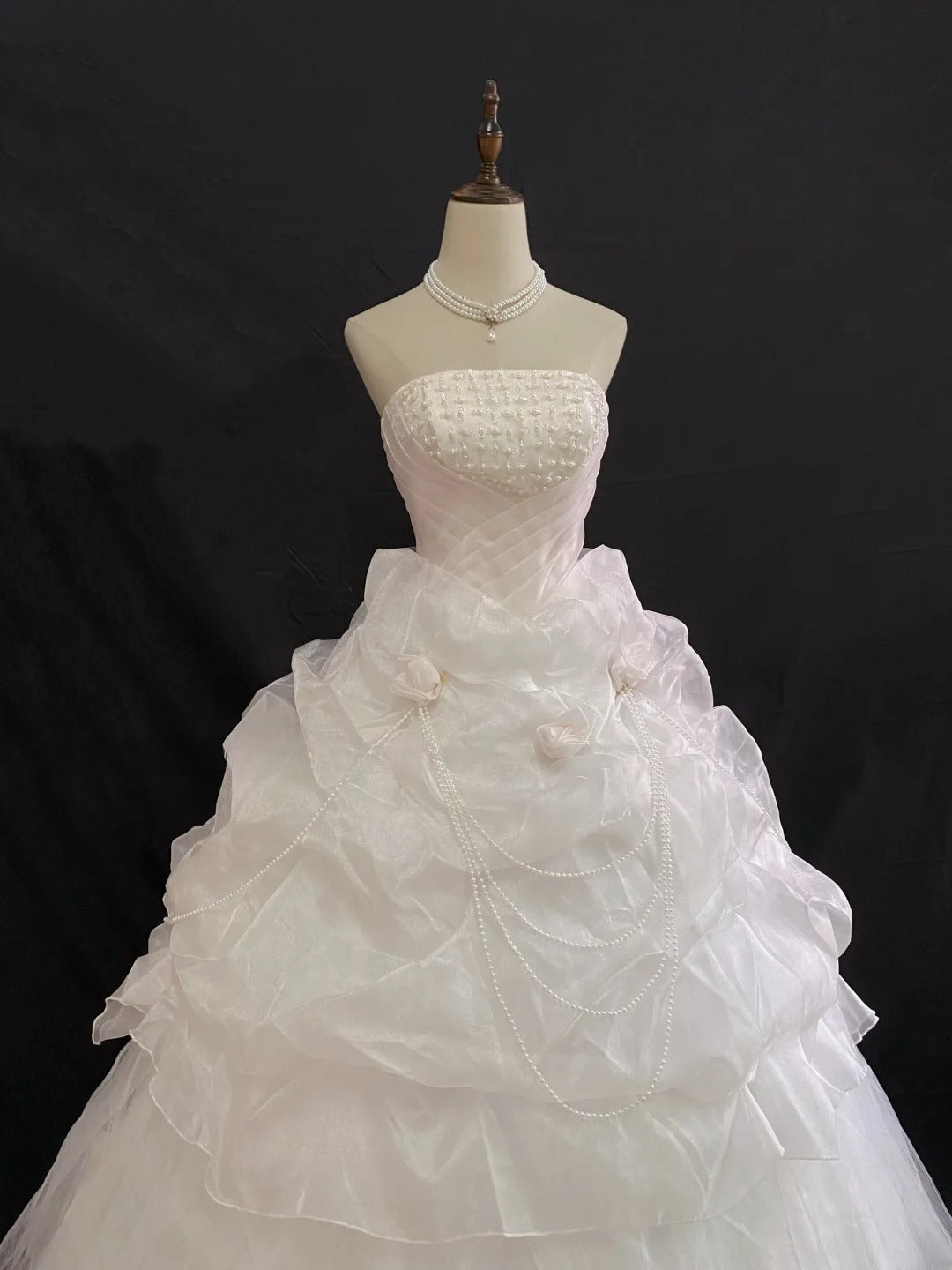 Aesthetic Ball Gown Strapless Pink Tulle Long With Beading Quince Dress inspo Quinceanera Dresses Formal 18th Birthday Outfit RB7906