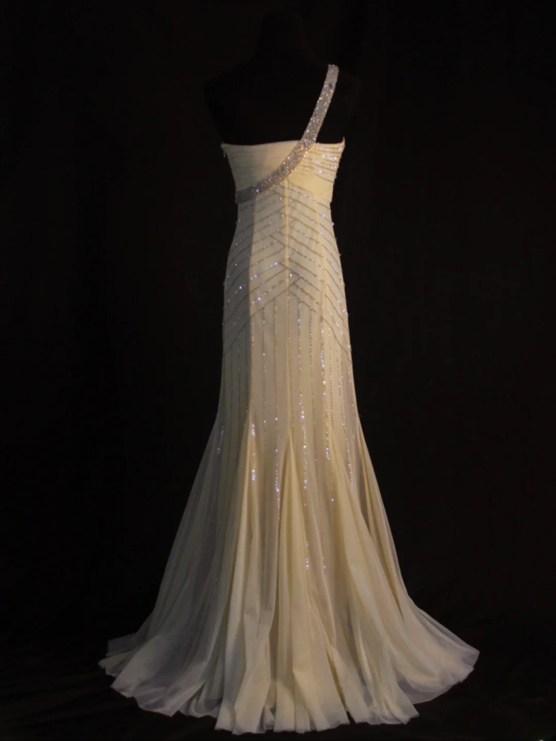 Retro 1950s Mermaid One Shoulder Yellow Chiffon With Silver Beads Long Prom Dresses Inspo 22th Birthday Outfit Formal Dress AS450