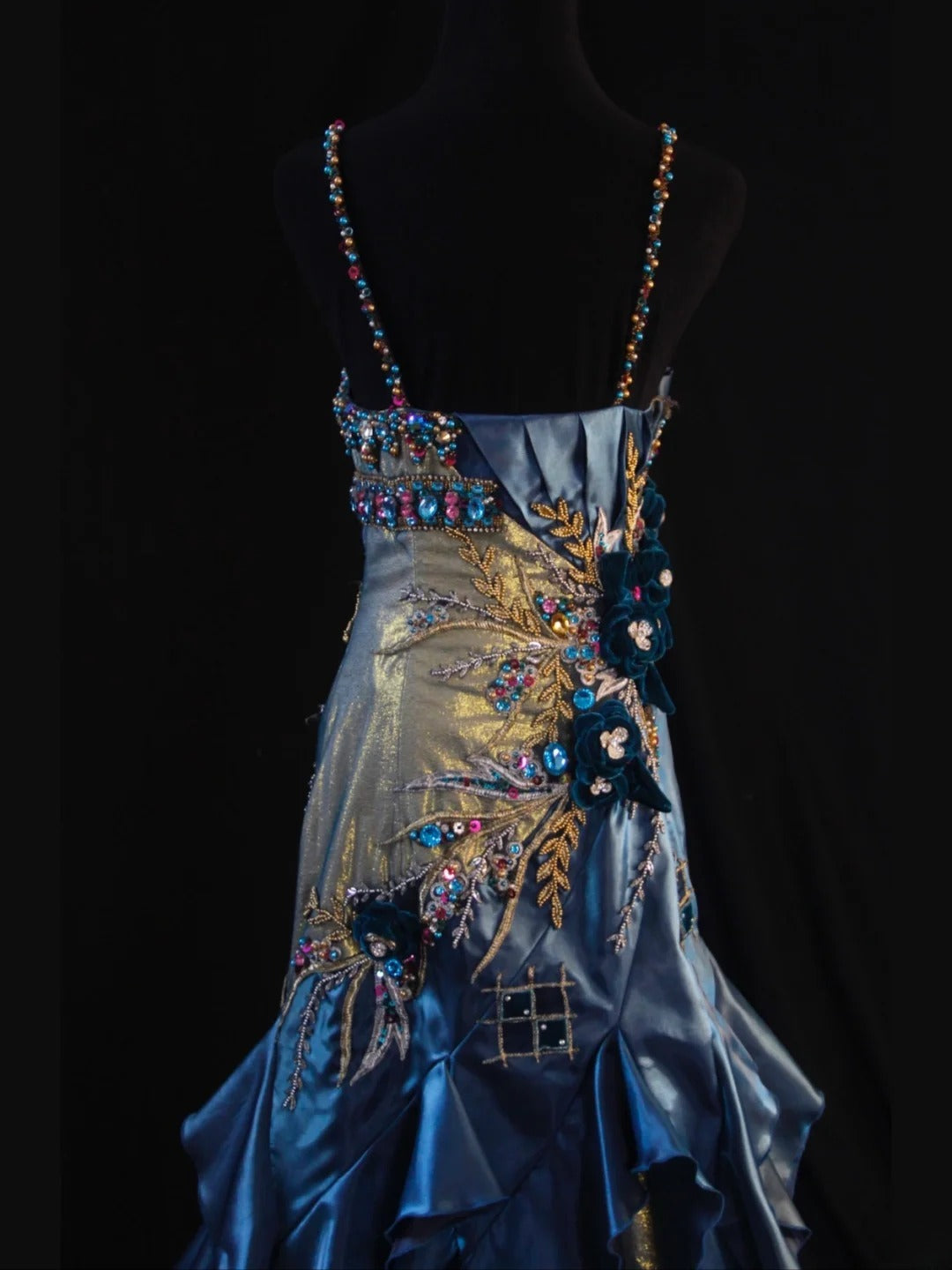 Vintage Mermaid Spaghetti Straps Royal Blue Satin Silver Satin 70s With Beads Long Prom Max Dresses Inspo 18th Birthday Outfit Formal Dress For Women AS451