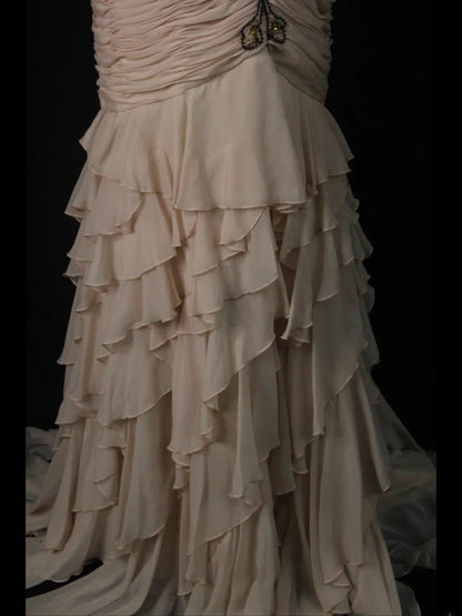 Vintage Mermaid Sweetheart Champagne Chiffon 1950s With Ruffled Layered Bodice Long Prom Dresses Inspo 18th Birthday Outfit Formal Gown AS453