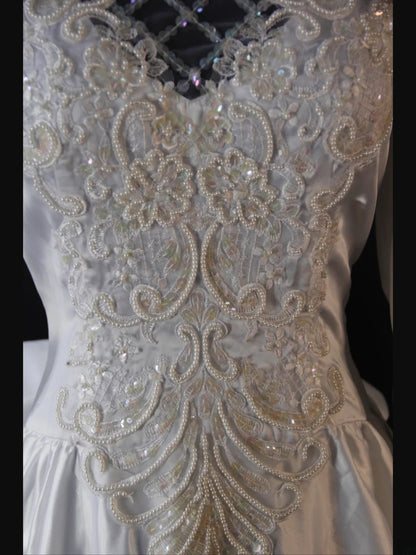 Retro 1950s Wedding Dresses for Bride A Line Scoop With Long Beads Sleeves Lace Petite/Plus Size Bridal Gowns for Summer Wedding AS454