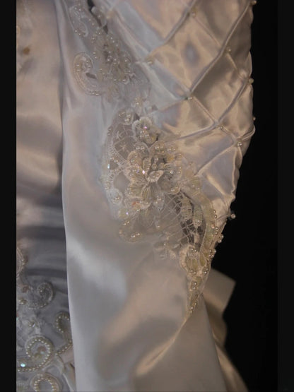 Retro 1950s Wedding Dresses for Bride A Line Scoop With Long Beads Sleeves Lace Petite/Plus Size Bridal Gowns for Summer Wedding AS454