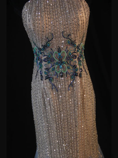 Vintage Mermaid Champagne Halter 70s With Beads Long Prom Max Dresses Inspo 18th Birthday Outfit Formal Dress For Women AS456
