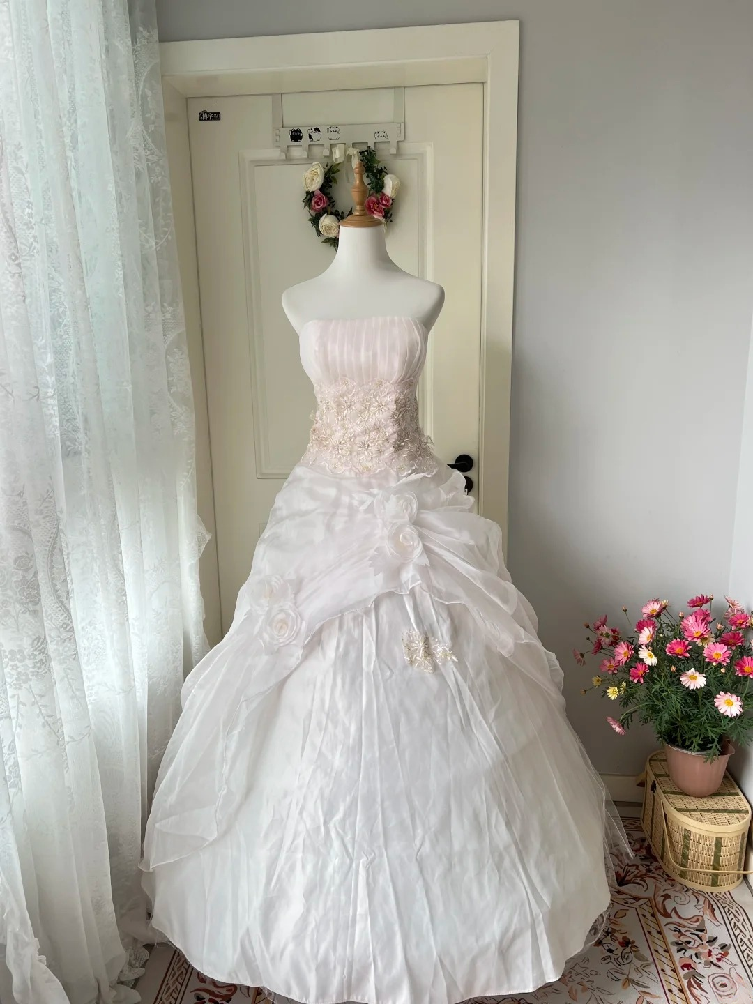 Sweet 16 Dress Ideas Ball Gown Strapless Light Pink With Lace Flowers Ball Gown Sweet Sixteen 16th Birthday Dresses RC0773