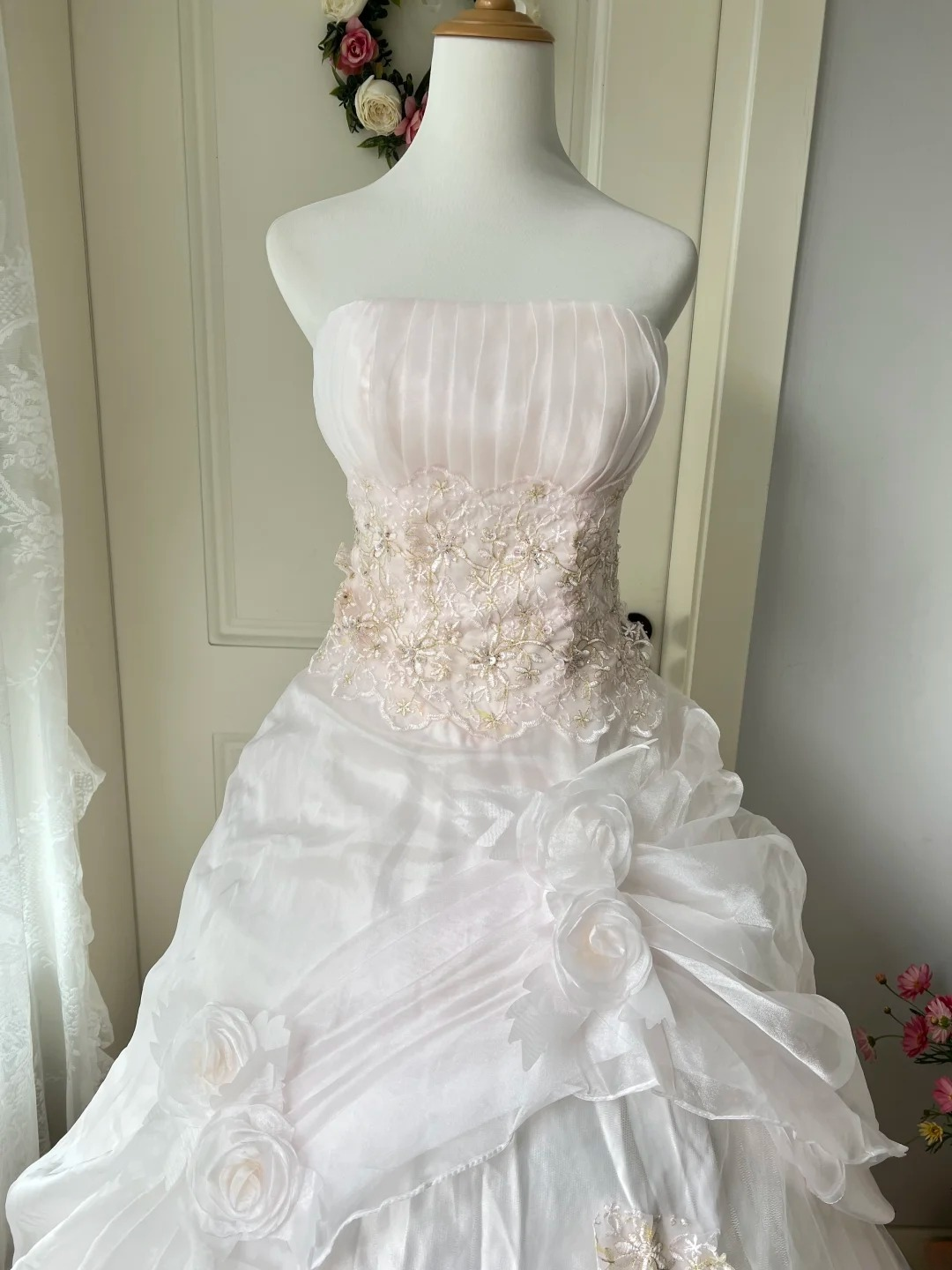 Sweet 16 Dress Ideas Ball Gown Strapless Light Pink With Lace Flowers Ball Gown Sweet Sixteen 16th Birthday Dresses RC0773