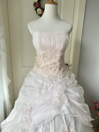 Sweet 16 Dress Ideas Ball Gown Strapless Light Pink With Lace Flowers Ball Gown Sweet Sixteen 16th Birthday Dresses RC0773