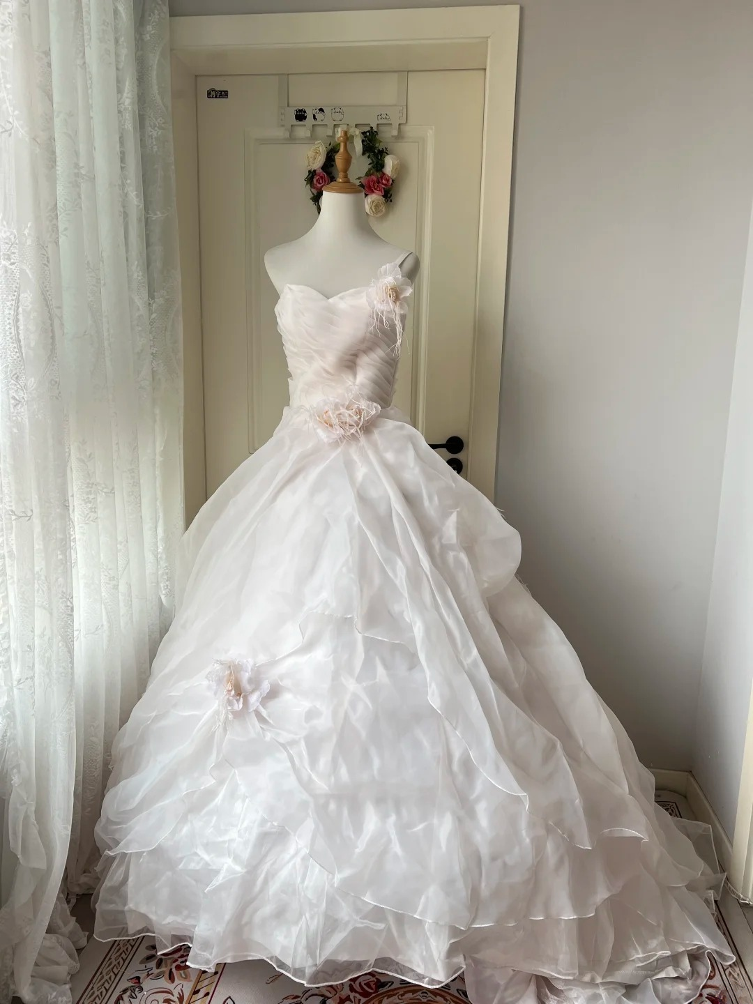 Sweet 16 Dress Ideas Ball Gown One Shoulder Light Pink With Flowers Ball Gown Sweet Sixteen 16th Birthday Dresses RC0775